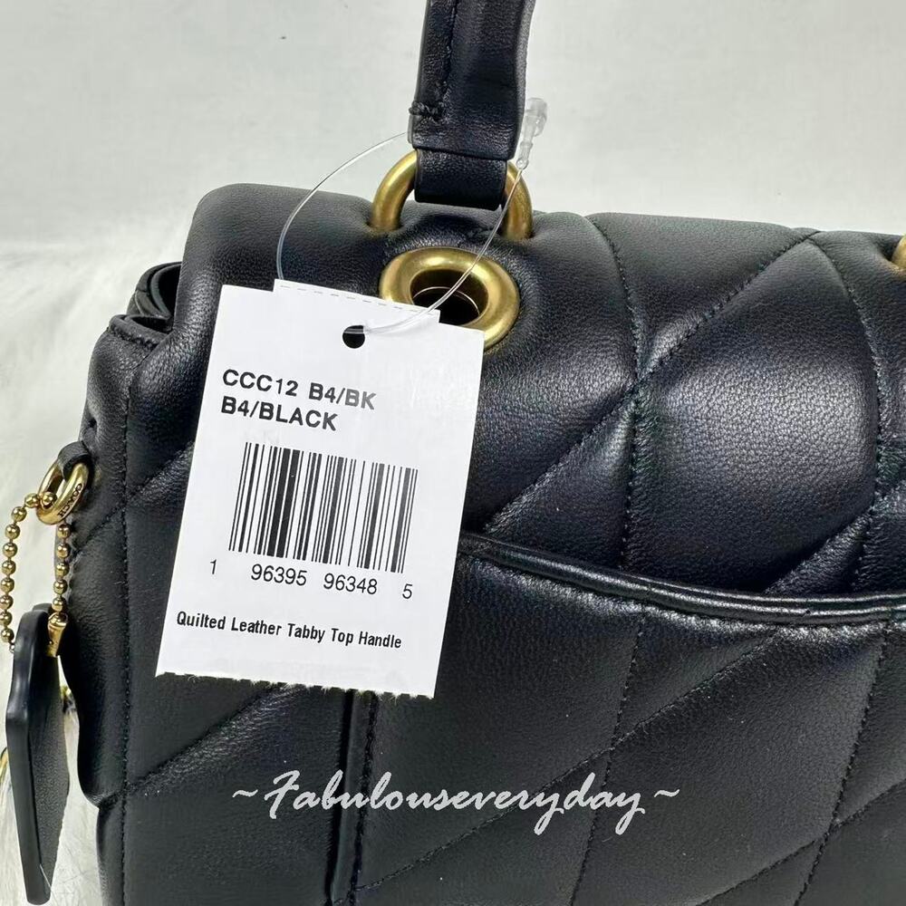 Coach Tabby Top Handle Bag With Quilting In Leather/Brass/Black CCC12 NWT - Picture 6 of 9